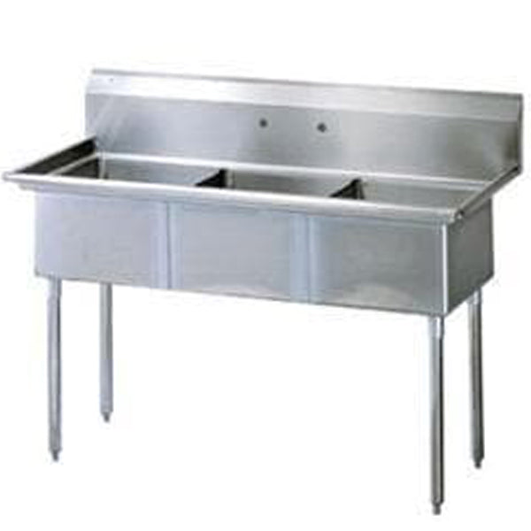 Omega 24X14 Right Triple Bowl Corner Drain Sink