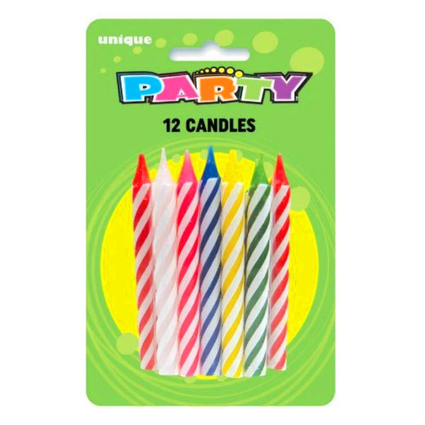 Unique Jumbo Spiral Candles Multi 12 ct