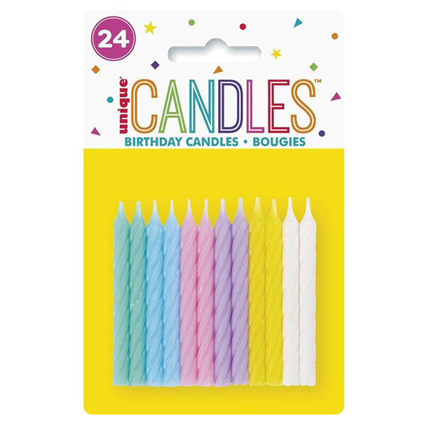 Unique Pastel Birthday Assorted Candles 24 ct