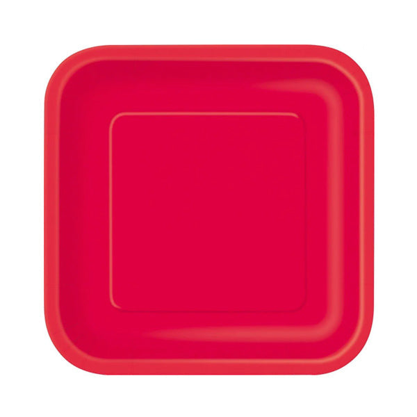 Unique 9in Ruby Red Square Paper Plates