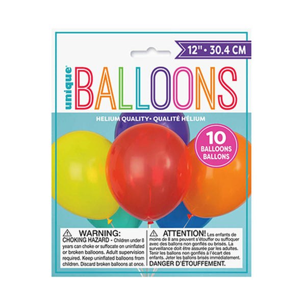 Unique Assorted Balloons 12in 10 ct