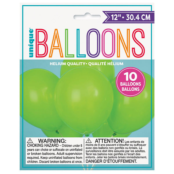 Unique Lime Green Balloon 12in 10 ct