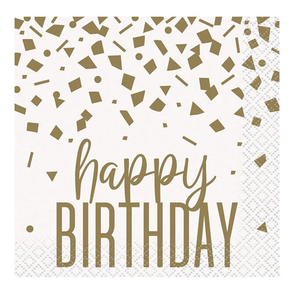 Unique Gold Confetti Birthday Beverage Napkins