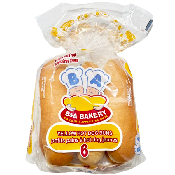 B&a Bakery 6-Pack Yellow Hot Dog Buns 432 g