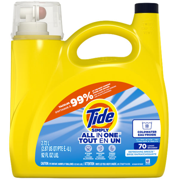 Tide Simply All in One Liquid Detergent Refreshing Breeze 70 Loads 2.72 L