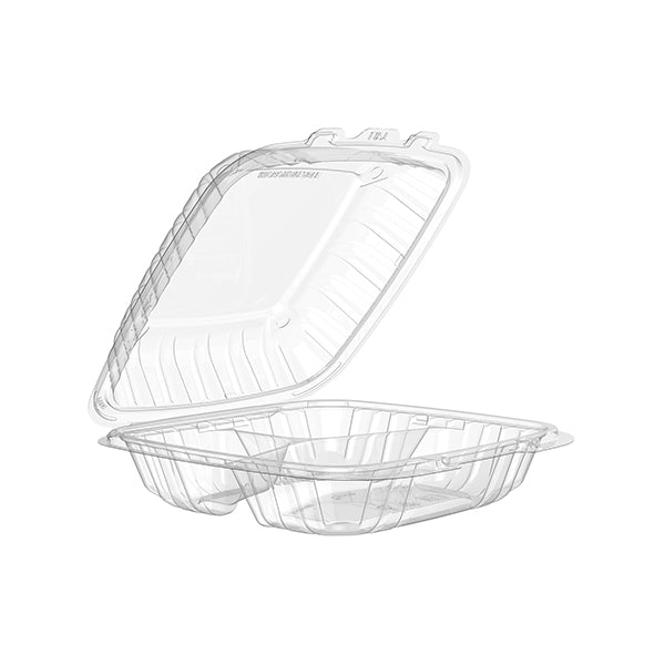 DART 9IN Clear 3-COMP Pp Plastic Hinged Container 75 ct