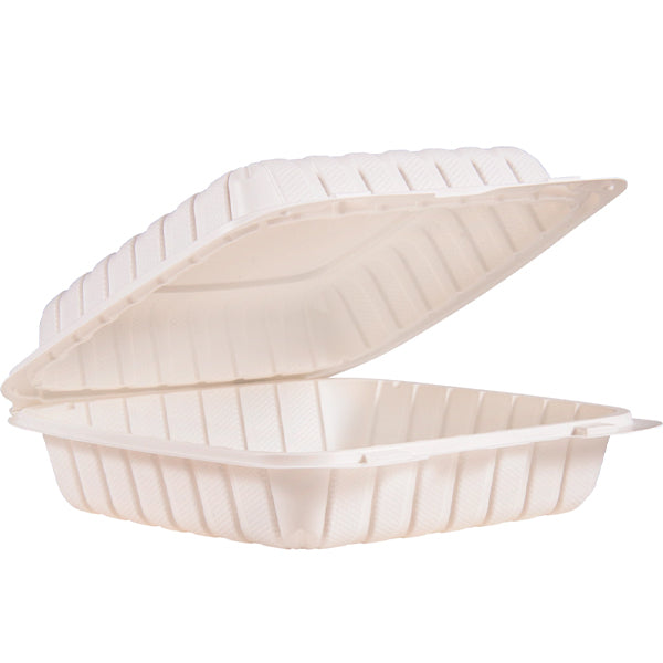 DART 9IN Mfpp White 1COMPARTMENT Hinged Container 2x75-Pack