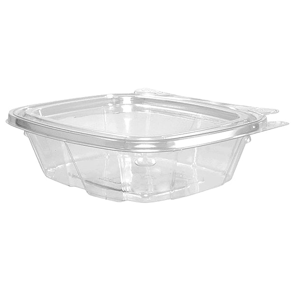 DART 8 oz Clear Hinged Tamper Resistant Container w/ Flat Lid 200 ct