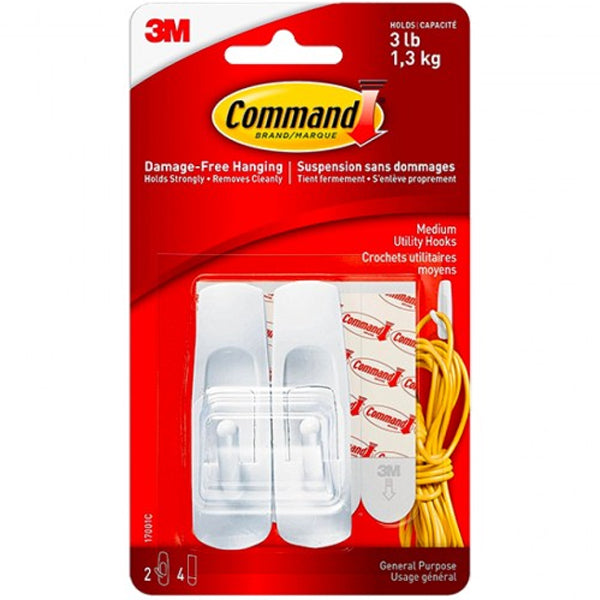 Command Medium Utility Hook 3 Lb 2-Pack
