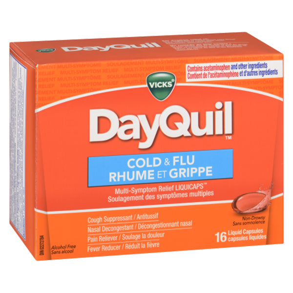 Vicks Vick Dayquil Cold & Flu Multi Symptom Relief Liquid Capsules 16 ct