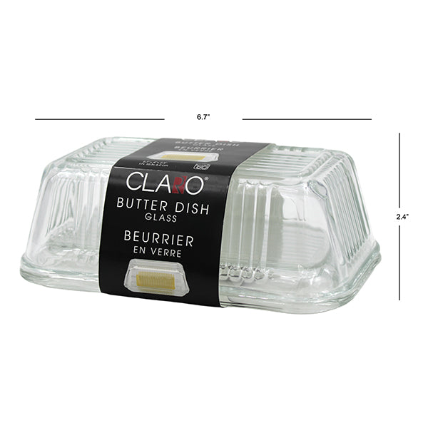 Claro Glass Butter Dish 4IN