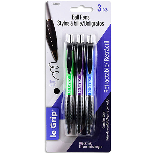 Le Gripe Ball Point Pens Assorted 3-Pack