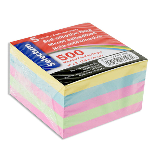 Selectum Self Adhesive Notes 3X3IN 500 Sheet