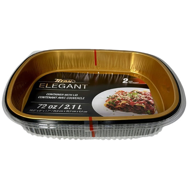 Titan Elegant 72 oz Gold Black Containers W Lids 2 ct