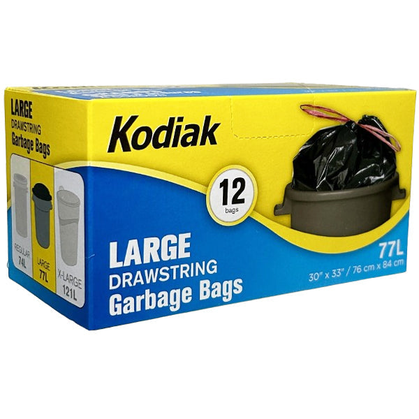 Kodiak Black Kitchen Garbage Bags with String 12 ct
