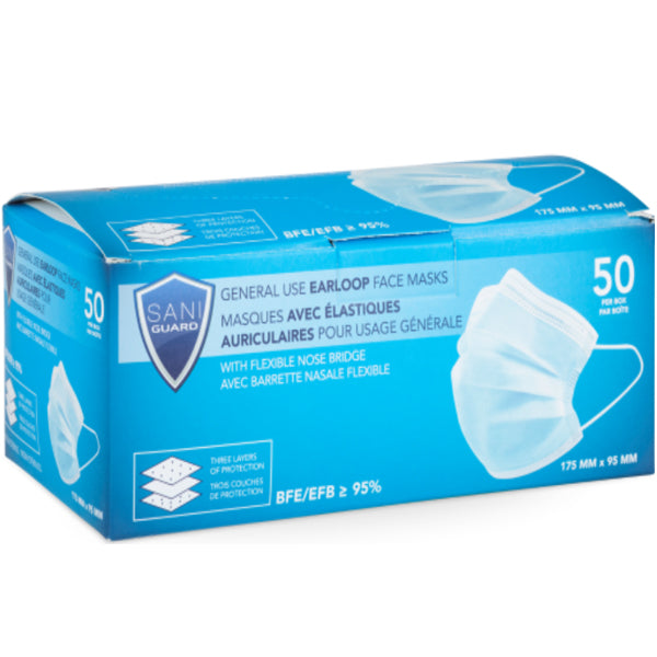 Sani-guard Face Mask Blue Earloop 50-Pack