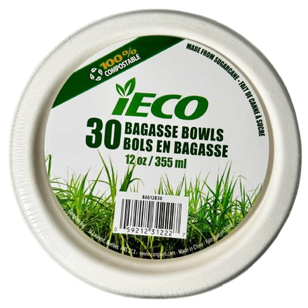 IECO 12 oz Bagasse Bowl 30 ct