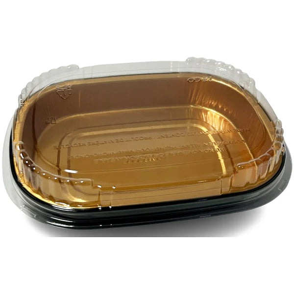Titan 72 oz Black/gold Entree Container with Lid 25-Pack