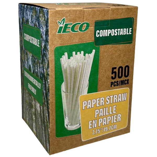 IECO 7.75" Paper Straw Compostable 500 ct