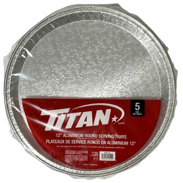 Titan 12IN Round Aluminum Serving Trays 5x5 ct