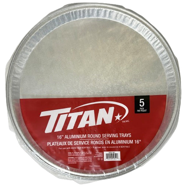 Titan 16IN Round Aluminum Serving Trays 5x5 ct