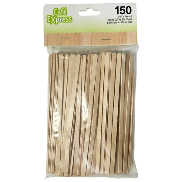 Cafe Express Wood Coffee Stir Sticks 150 ct