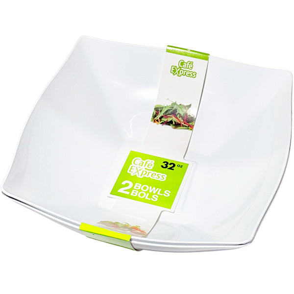 Cafe Express Square Bowls White 32 oz 2 ct
