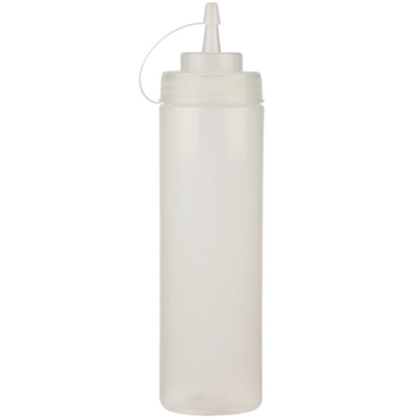 Resto 24 oz Clear Wide Mouth Squeeze Bottle with Lid