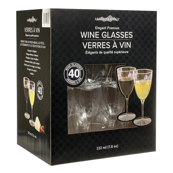Argentia Ridge Plastic Crystal Wine Glasses 40 ct