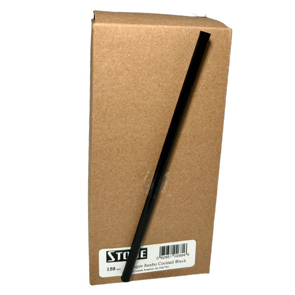 Stone Straw Super Jumbo Cocktail Strws Black 150 ct