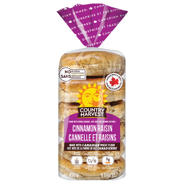 Country Harvest Bagel Raisin Cinnamon 450 g