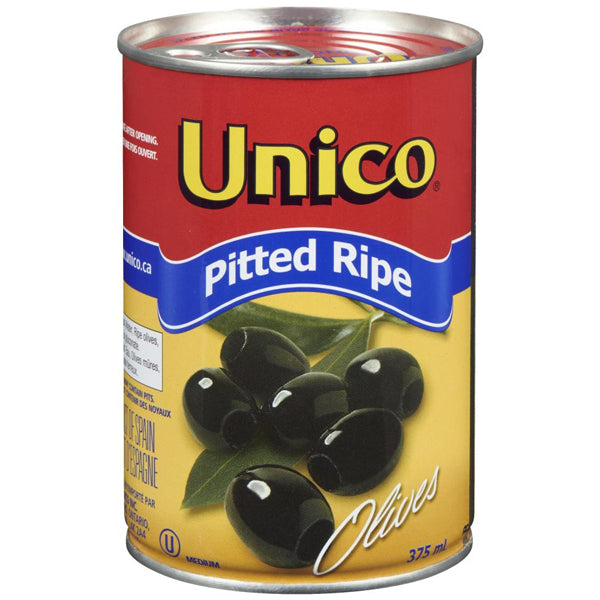 Unico Medium Black Pitted Ripe Olives Can 375 mL