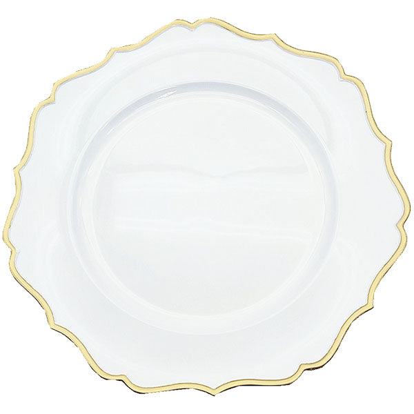 Standa 13" White with Gold Rim-charger Plate