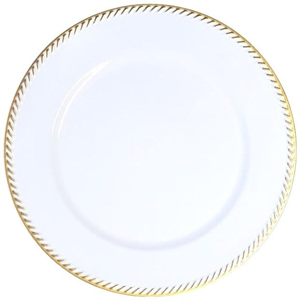 Standa 13IN White/gold Rim Charger Plate