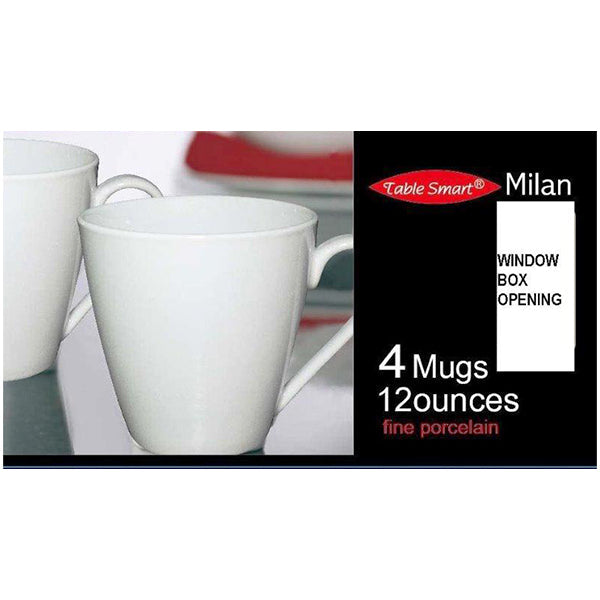 Table Smart 12 oz Mug Royal White Porcelain 4-Pack