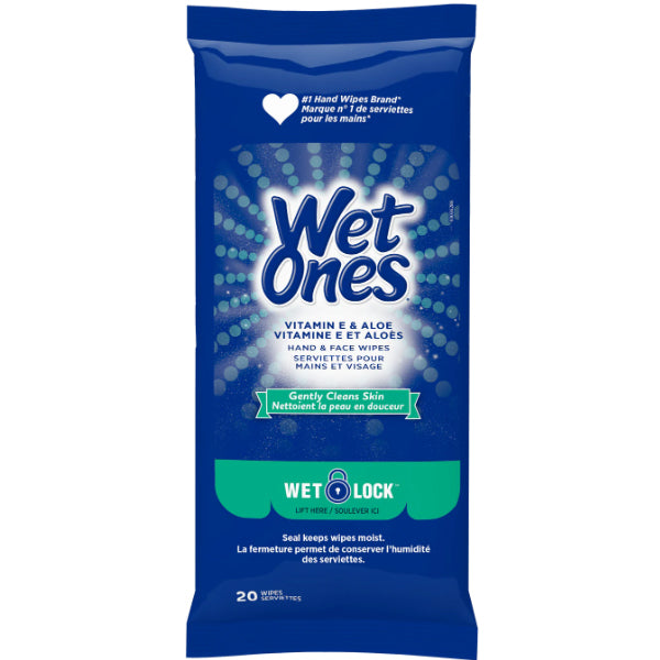 Wet Ones Vitamin E & Aloe Hand/face Wipes 20 ct