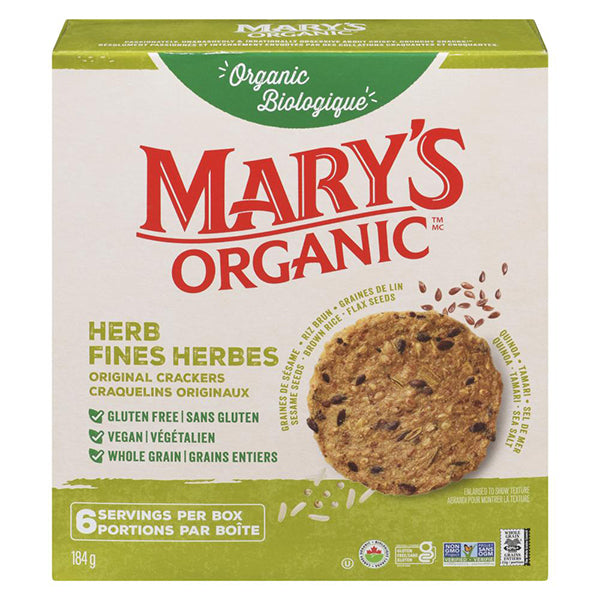 Marys Organic Fine Herbs Crackers 184 g