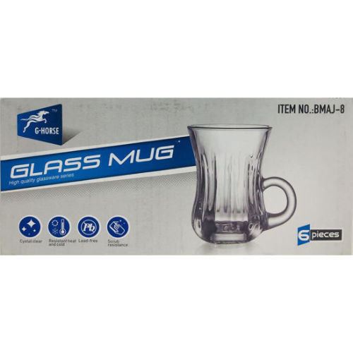 Glass Mug 100 mL 6 pcs 7.5"x5"x3.5"