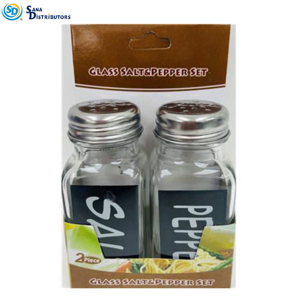 Glass Salt & Pepper 2 pc Set with Writing