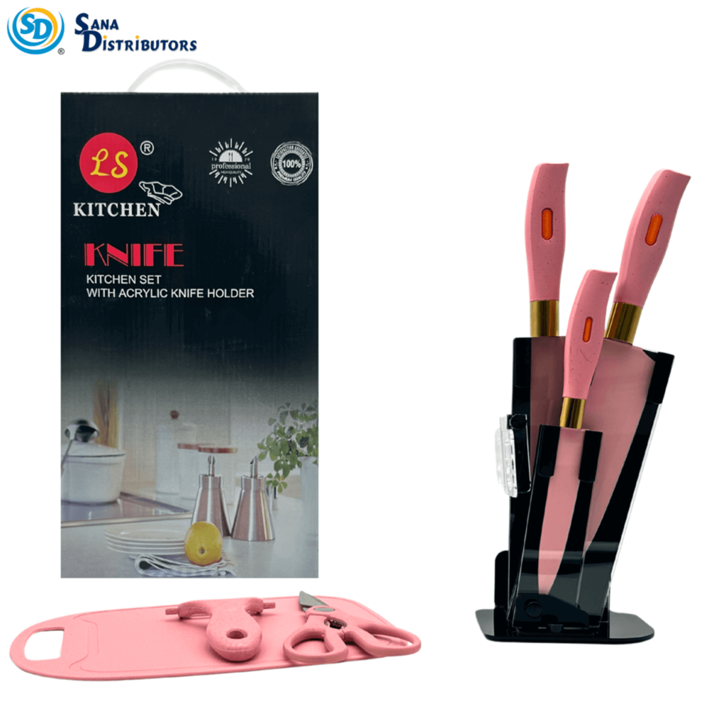 Pink Kitchen Knife Set 7 pcs
