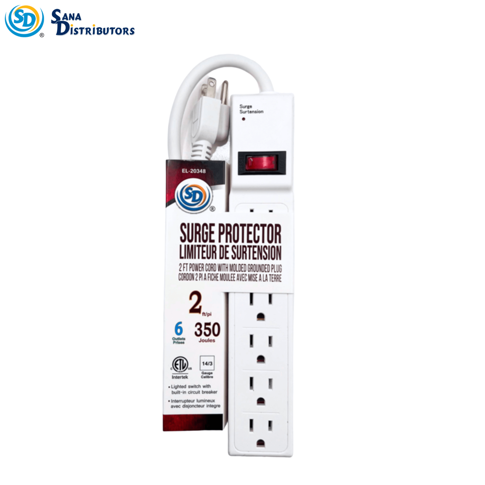 SD Power Strip 6-OUTLETS 2ft