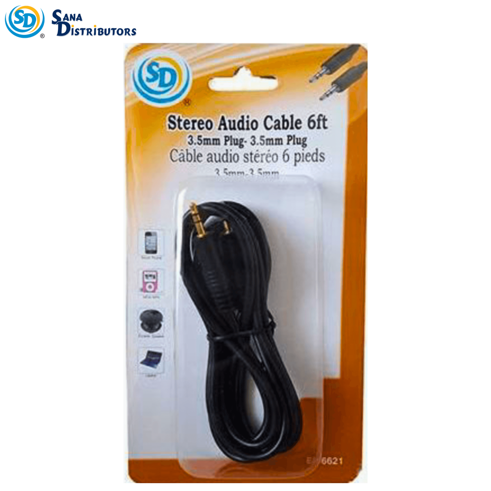 SD Stereo Audio Cable 3.5MM-3.5MM 6ft
