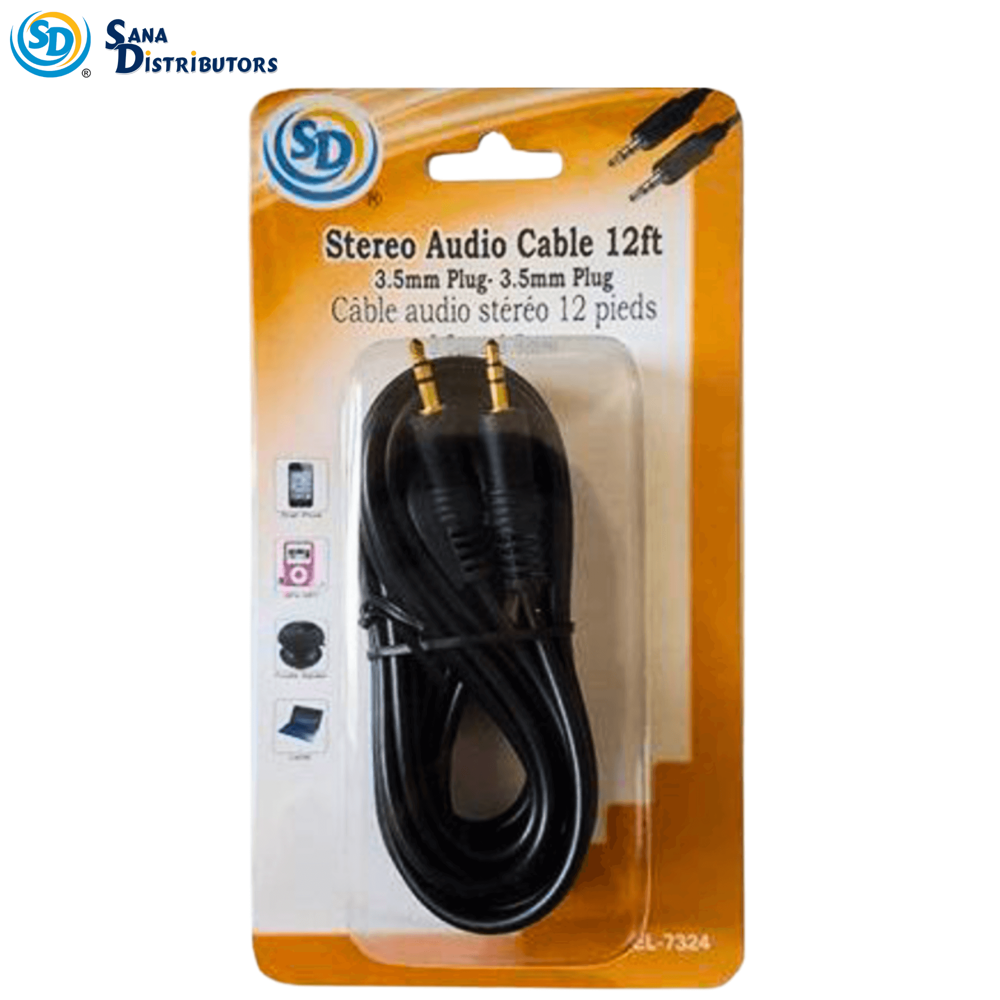 SD Stereo Audio Cable 3.5MM-3.5MM 12ft