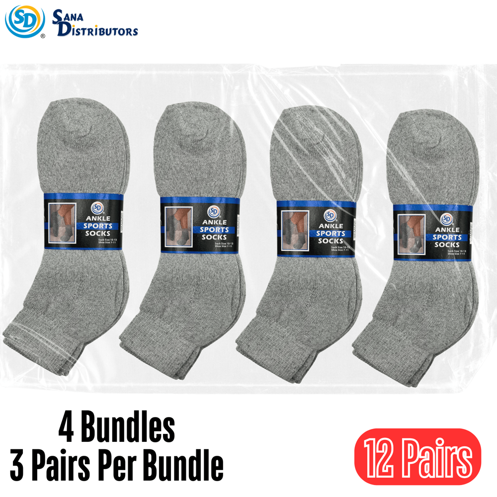 SD Ankle Sports Socks - Grey - Size 10-13