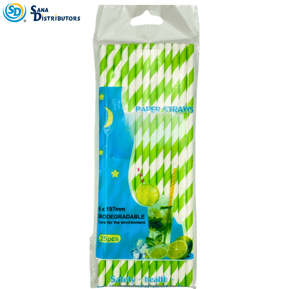 Paper Straws [8"] 25 pcs - Assorted Colours