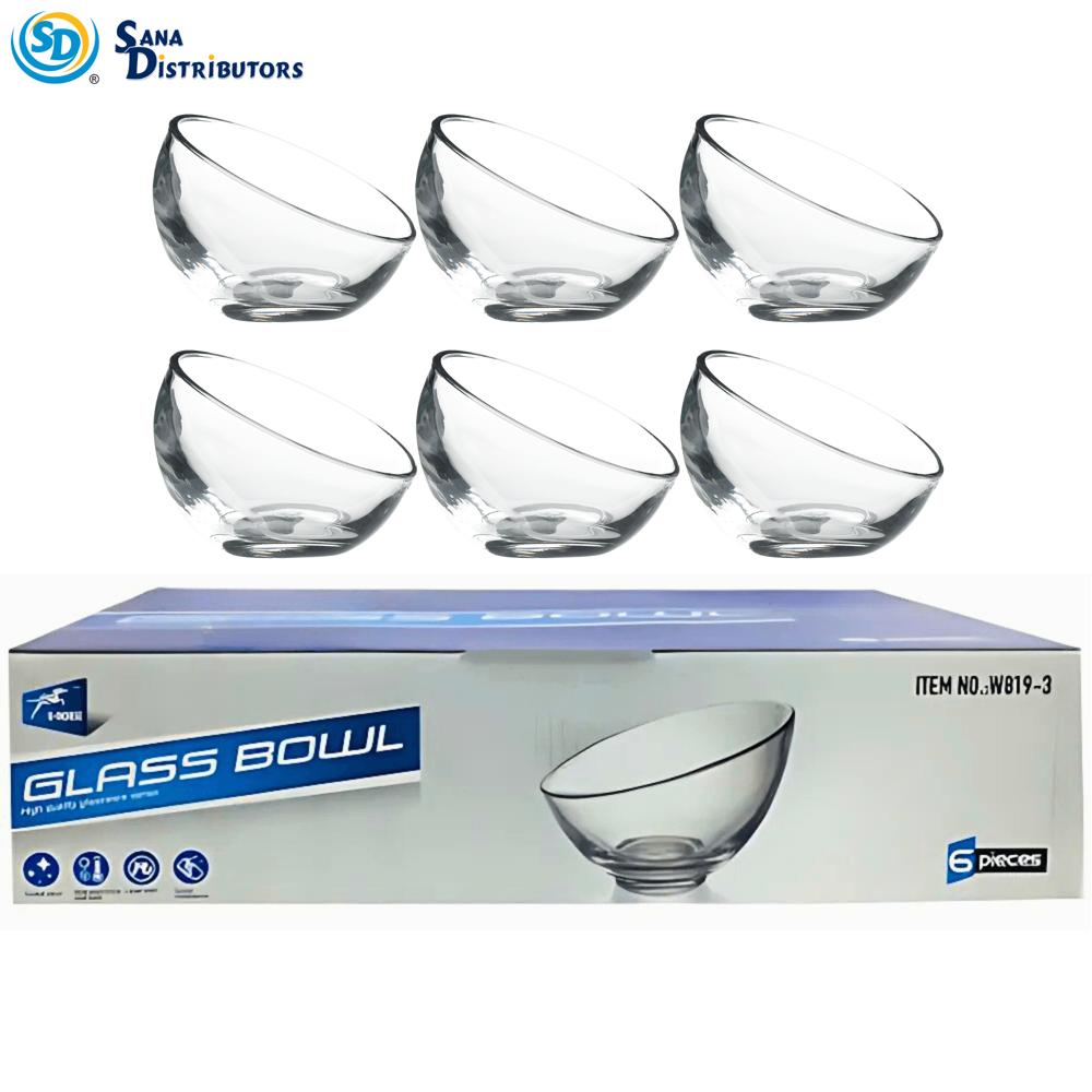 Slanted Glass Bowl Set 6 pcs