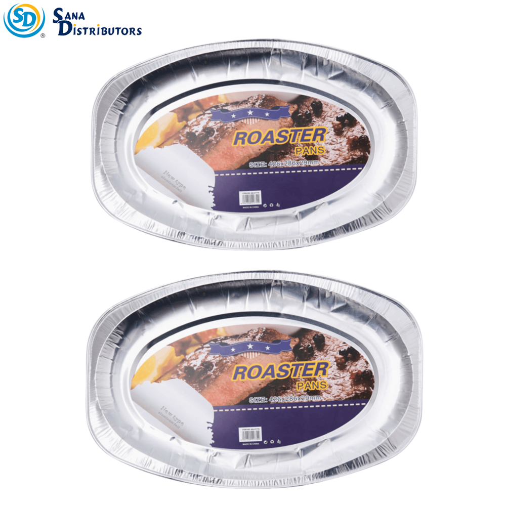 Aluminum Foil Oval Roaster Pan 2 pcs [17" X 10.5" X 1.5"]