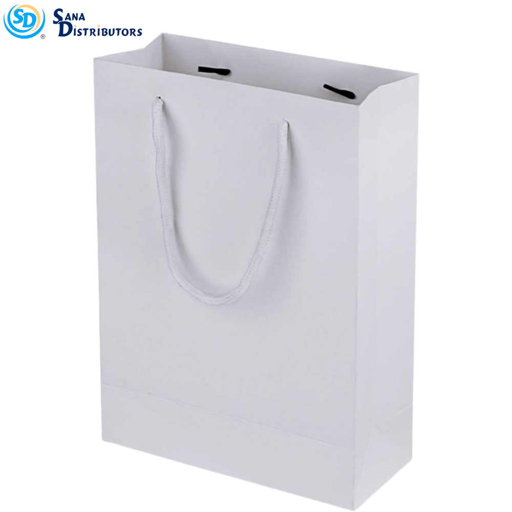 Paper Gift Bags - White 12 pcs [8" X 4" X 10"]