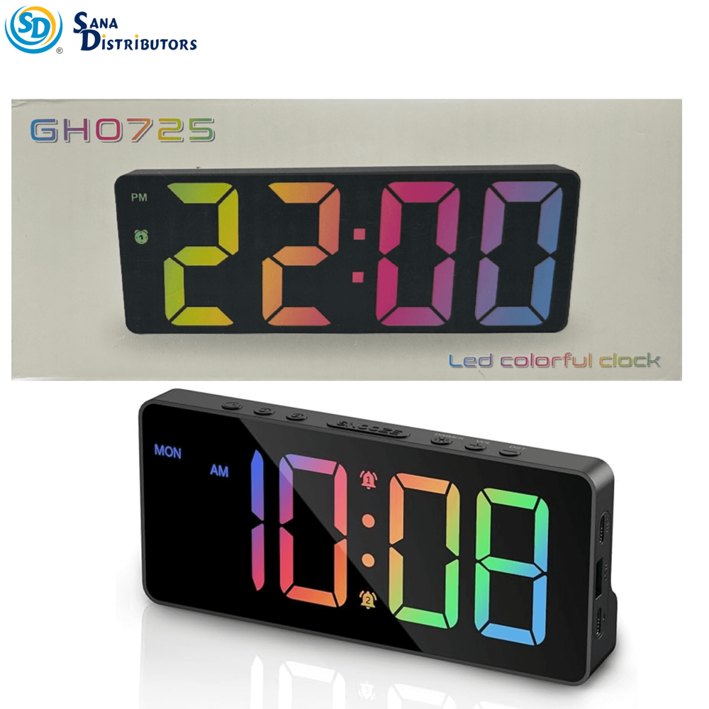 LED Colourful Clock with USB Cable