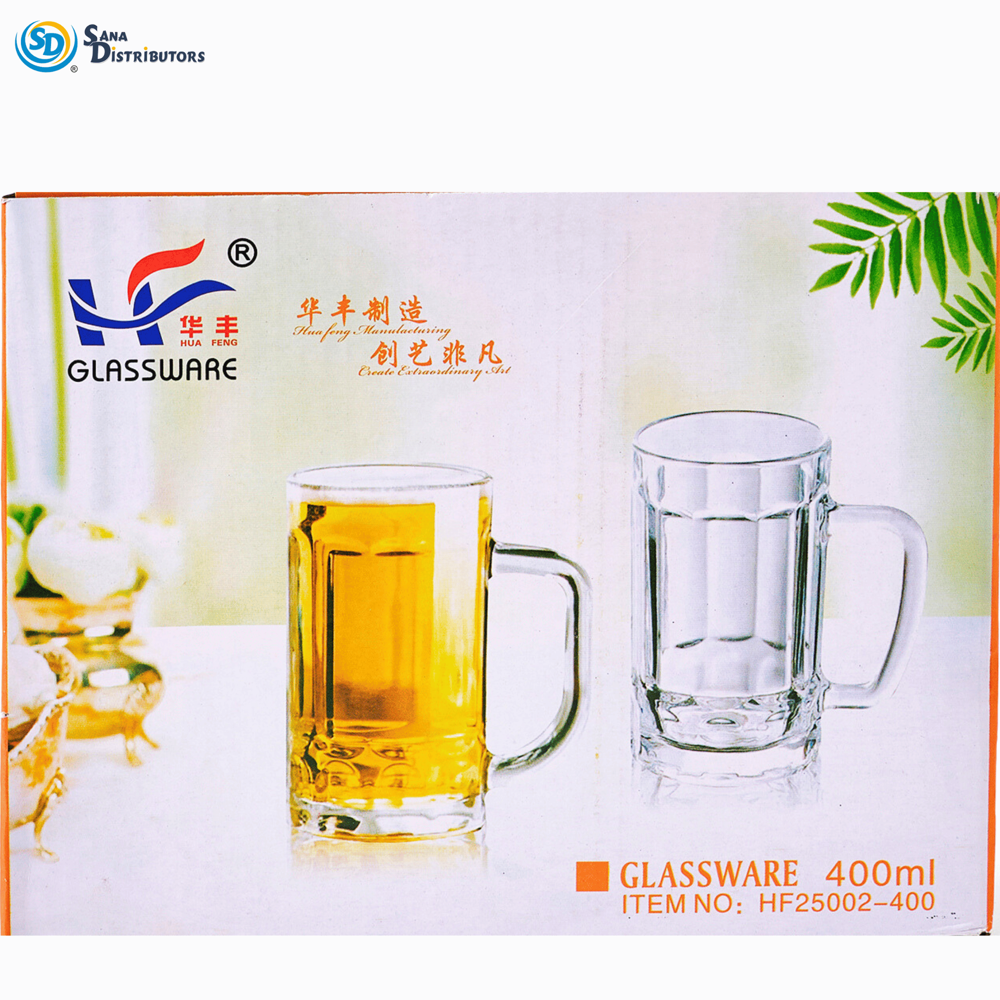 Glass Beer Mugs 2 pcs 5" 400 mL